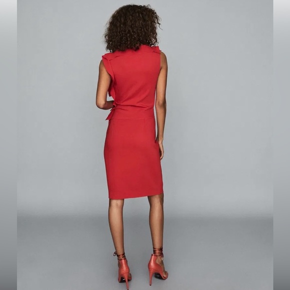 NWT REISS Robyn Ruffle Side Bodycon Dress In Red. $370 - Picture 10 of 14